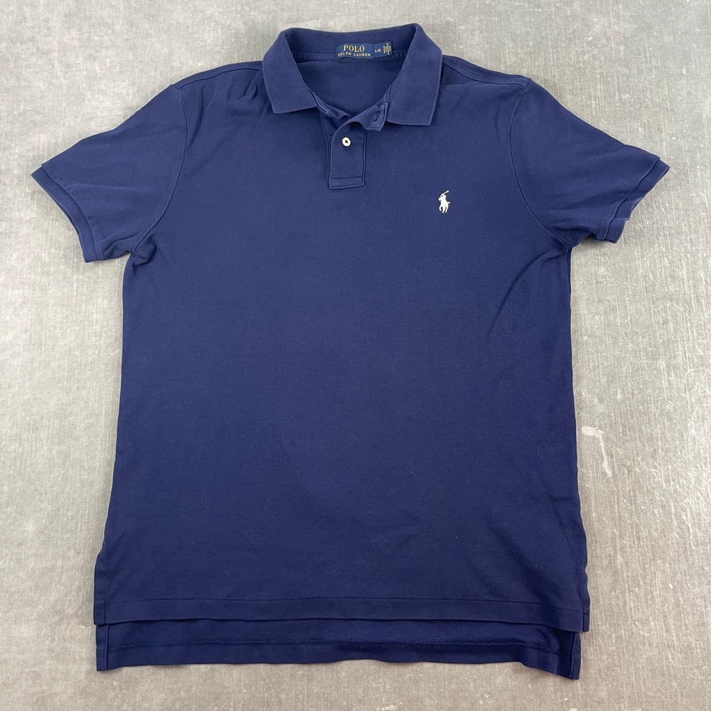 Polo Ralph Lauren Mens Large Navy Blue Polo Shirt Short Sleeve Pony Logo